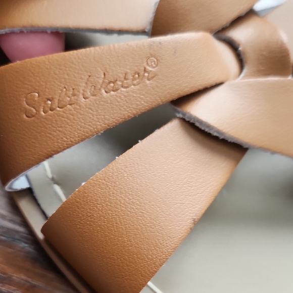 Salt Water Brown Leather Strappy Sandals - Picture 6 of 6
